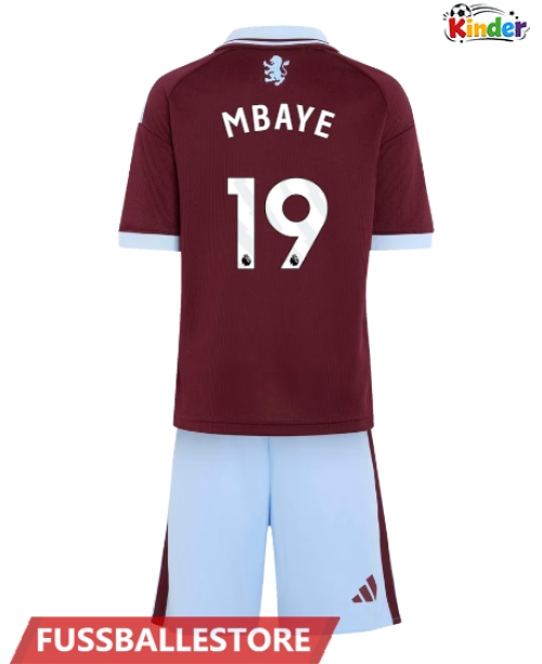Günstige Aston Villa Ibrahim Mbaye #19 Heimtrikotsatz Kinder 2026-27 Kurzarm (+ Kurze Hosen)